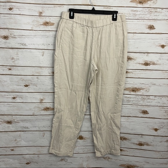 J. Jill Pants - J Jill Beige Tan Linen Blend Pull On Pants